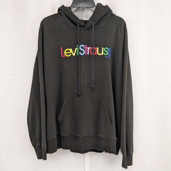 Levi's Black Hoodie With Colorful Spellout Logo Women's Size XL - Picture 1 of 6